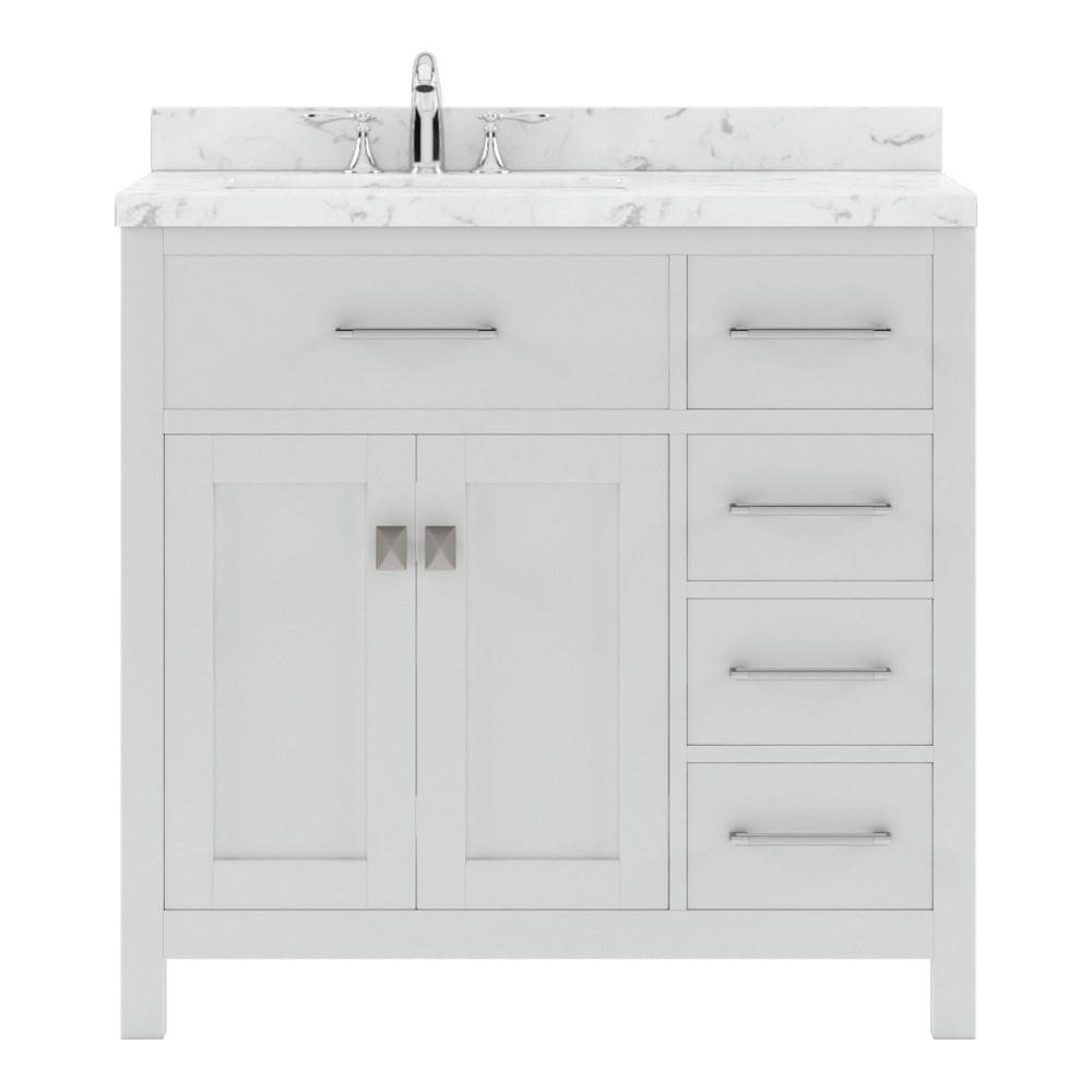 Caroline Parkway 36" Bath Vanity in White, Quartz Top, Sink, MS-2136R-CMRO-WH-NM