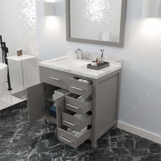 Caroline Parkway 36" Bath Vanity in Gray, Quartz Top, Sink, MS-2136R-CMSQ-CG-001