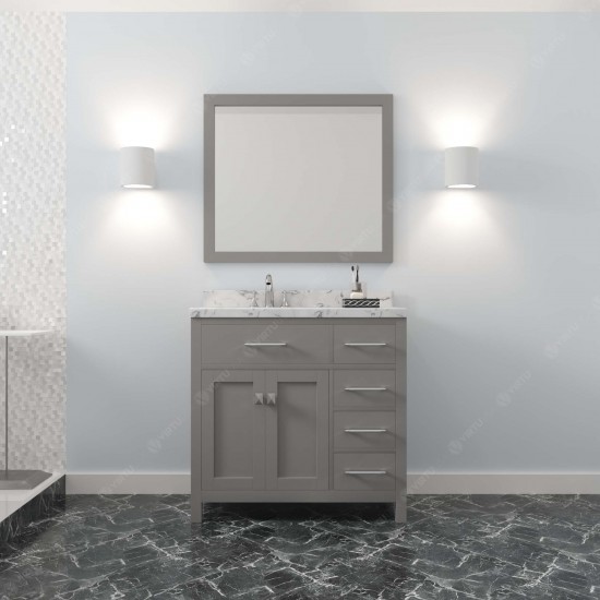 Caroline Parkway 36" Bath Vanity in Gray, Quartz Top, Sink, MS-2136R-CMSQ-CG-002