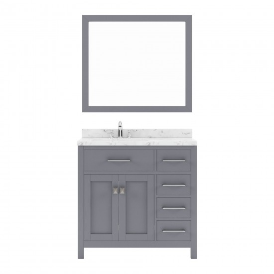 Caroline Parkway 36" Bath Vanity in Gray, Quartz Top, Sink, MS-2136R-CMSQ-GR