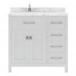 Caroline Parkway 36" Bath Vanity in White, Quartz Top, Sink, MS-2136R-CMSQ-WH-NM