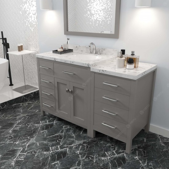 Caroline Parkway 57" Bath Vanity in Gray, Quartz Top, Sink, MS-2157L-CMRO-CG