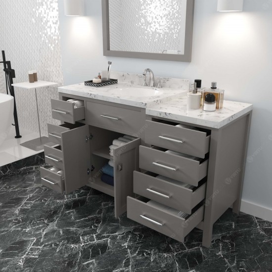 Caroline Parkway 57" Bath Vanity in Gray, Quartz Top, Sink, MS-2157L-CMRO-CG