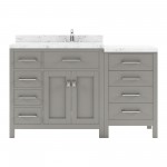 Caroline Parkway 57" Bath Vanity in Gray, Quartz Top, Sink, MS-2157L-CMRO-CG-NM