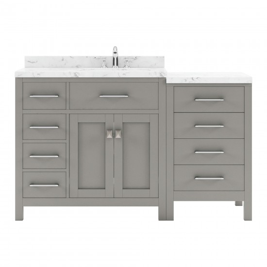 Caroline Parkway 57" Bath Vanity in Gray, Quartz Top, Sink, MS-2157L-CMRO-CG-NM