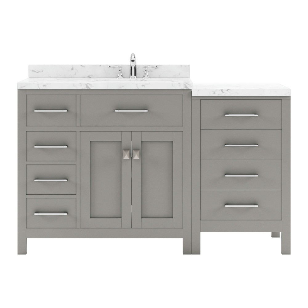 Caroline Parkway 57" Bath Vanity in Gray, Quartz Top, Sink, MS-2157L-CMRO-CG-NM