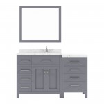Caroline Parkway 57" Bath Vanity in Gray, Quartz Top, Sink, MS-2157L-CMRO-GR