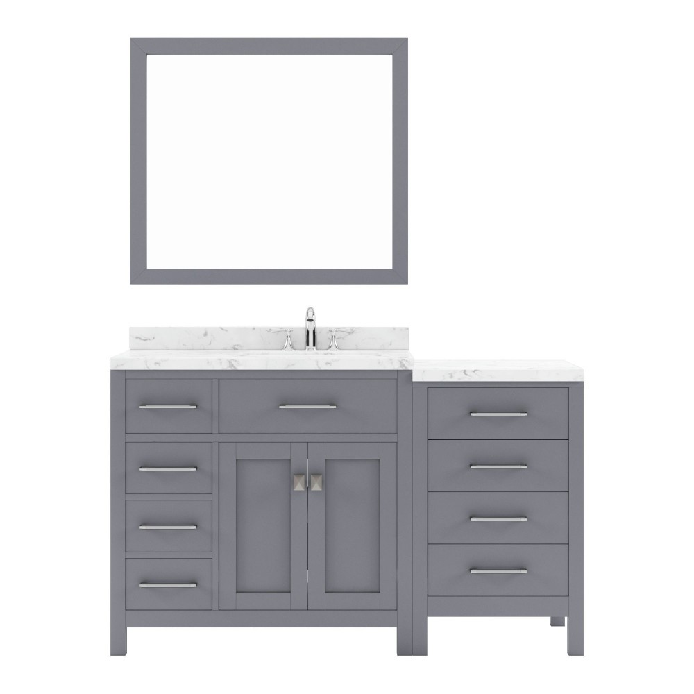 Caroline Parkway 57" Bath Vanity in Gray, Quartz Top, Sink, MS-2157L-CMRO-GR