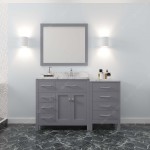 Caroline Parkway 57" Bath Vanity in Gray, Quartz Top, Sink, MS-2157L-CMRO-GR