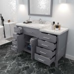 Caroline Parkway 57" Bath Vanity in Gray, Quartz Top, Sink, MS-2157L-CMRO-GR