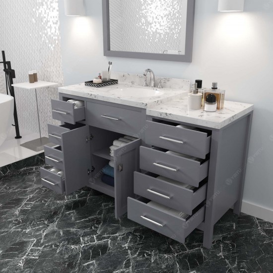 Caroline Parkway 57" Bath Vanity in Gray, Quartz Top, Sink, MS-2157L-CMRO-GR