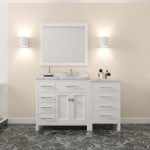 Caroline Parkway 57" Bath Vanity in White, Quartz Top, Sink, MS-2157L-CMRO-WH