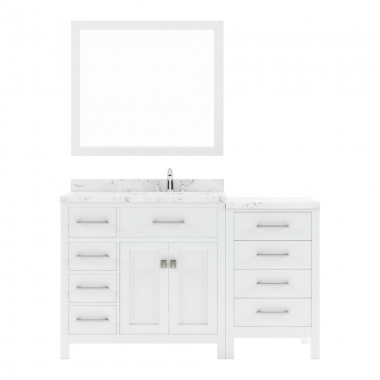 Caroline Parkway 57" Bath Vanity White, Quartz Top, Sink, MS-2157L-CMRO-WH-002