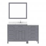 Caroline Parkway 57" Bath Vanity in Gray, Quartz Top, Sink, MS-2157L-CMSQ-GR