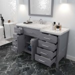 Caroline Parkway 57" Bath Vanity in Gray, Quartz Top, Sink, MS-2157L-CMSQ-GR