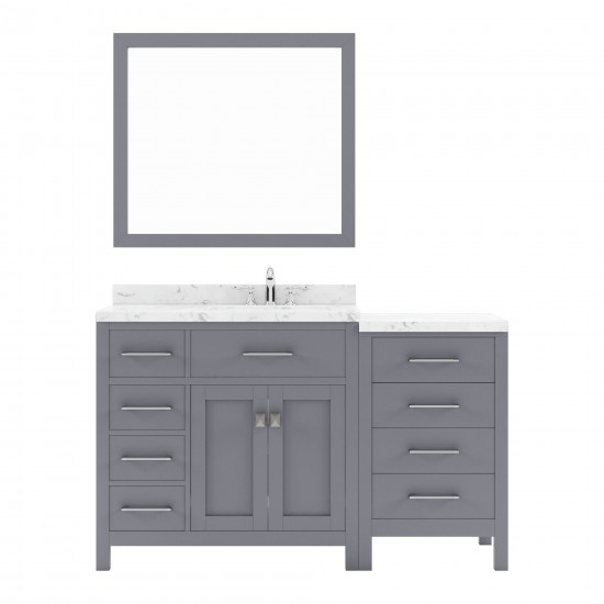 Caroline Parkway 57" Bath Vanity in Gray, Quartz Top, Sink, MS-2157L-CMSQ-GR-001
