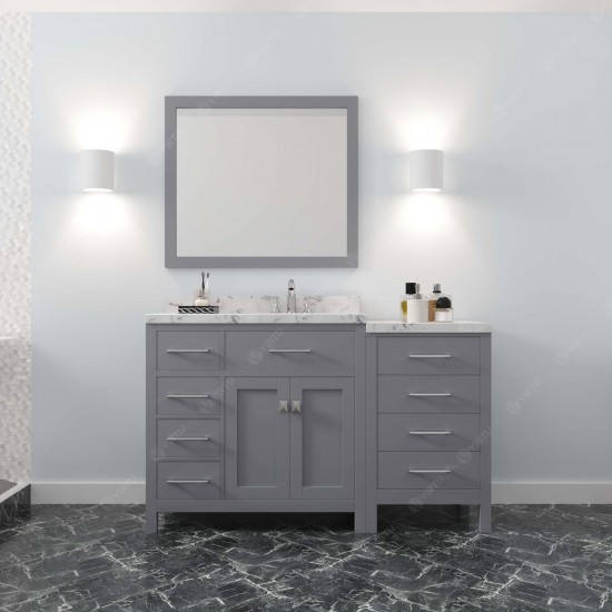 Caroline Parkway 57" Bath Vanity in Gray, Quartz Top, Sink, MS-2157L-CMSQ-GR-001