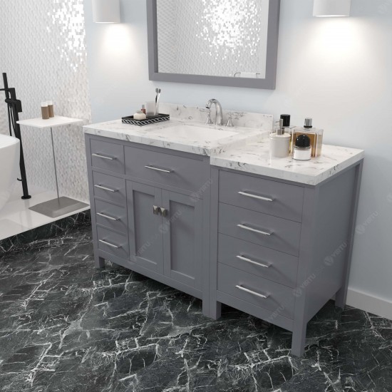 Caroline Parkway 57" Bath Vanity in Gray, Quartz Top, Sink, MS-2157L-CMSQ-GR-002