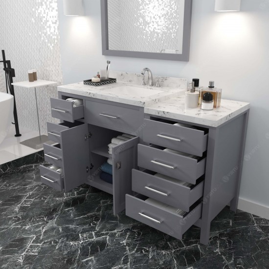 Caroline Parkway 57" Bath Vanity in Gray, Quartz Top, Sink, MS-2157L-CMSQ-GR-002
