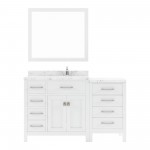 Caroline Parkway 57" Bath Vanity in White, Quartz Top, Sink, MS-2157L-CMSQ-WH