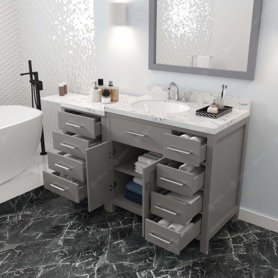 Caroline Parkway 57" Bath Vanity in Gray, Quartz Top, Sink, MS-2157R-CMRO-CG-001