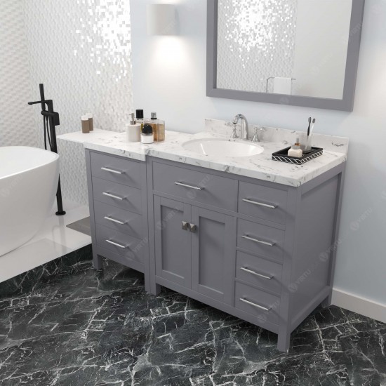 Caroline Parkway 57" Bath Vanity in Gray, Quartz Top, Sink, MS-2157R-CMRO-GR