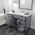 Caroline Parkway 57" Bath Vanity in Gray, Quartz Top, Sink, MS-2157R-CMRO-GR