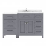 Caroline Parkway 57" Bath Vanity in Gray, Quartz Top, Sink, MS-2157R-CMRO-GR-NM