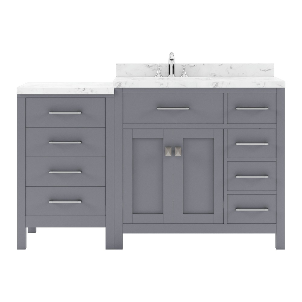 Caroline Parkway 57" Bath Vanity in Gray, Quartz Top, Sink, MS-2157R-CMRO-GR-NM