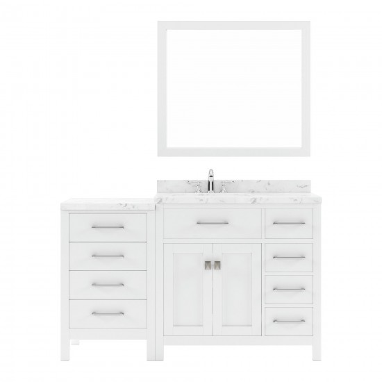 Caroline Parkway 57" Bath Vanity White, Quartz Top, Sink, MS-2157R-CMRO-WH-002