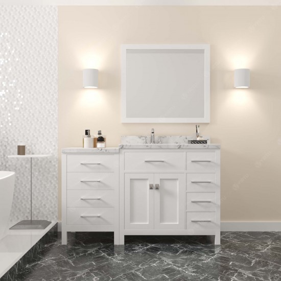 Caroline Parkway 57" Bath Vanity White, Quartz Top, Sink, MS-2157R-CMRO-WH-002