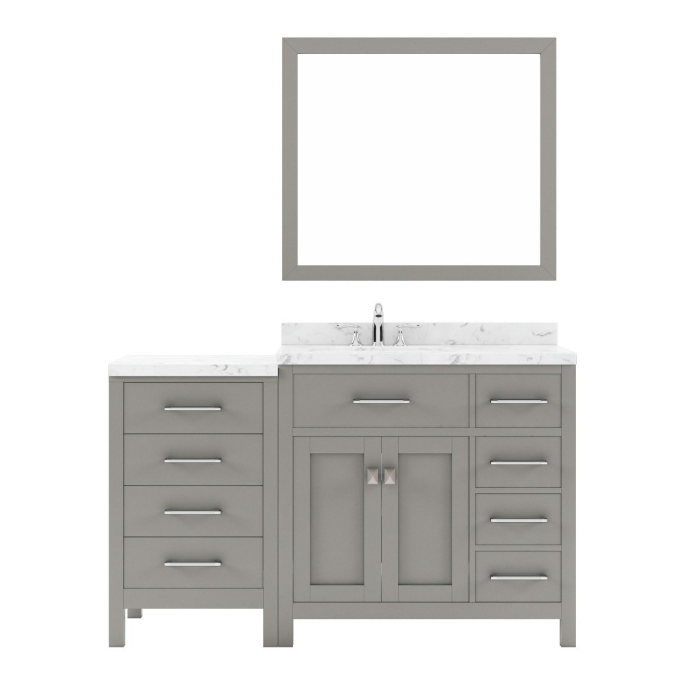 Caroline Parkway 57" Bath Vanity in Gray, Quartz Top, Sink, MS-2157R-CMSQ-CG-001