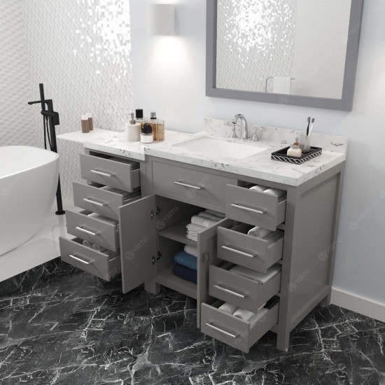 Caroline Parkway 57" Bath Vanity in Gray, Quartz Top, Sink, MS-2157R-CMSQ-CG-001
