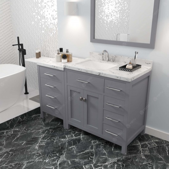 Caroline Parkway 57" Bath Vanity in Gray, Quartz Top, Sink, MS-2157R-CMSQ-GR