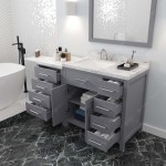 Caroline Parkway 57" Bath Vanity in Gray, Quartz Top, Sink, MS-2157R-CMSQ-GR