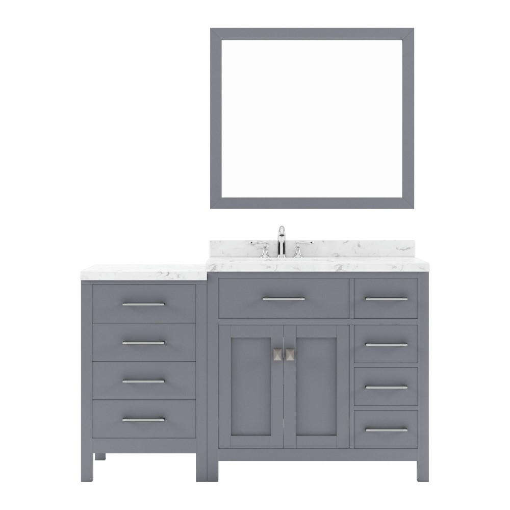 Caroline Parkway 57" Bath Vanity in Gray, Quartz Top, Sink, MS-2157R-CMSQ-GR-001