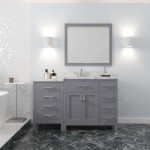 Caroline Parkway 57" Bath Vanity in Gray, Quartz Top, Sink, MS-2157R-CMSQ-GR-001
