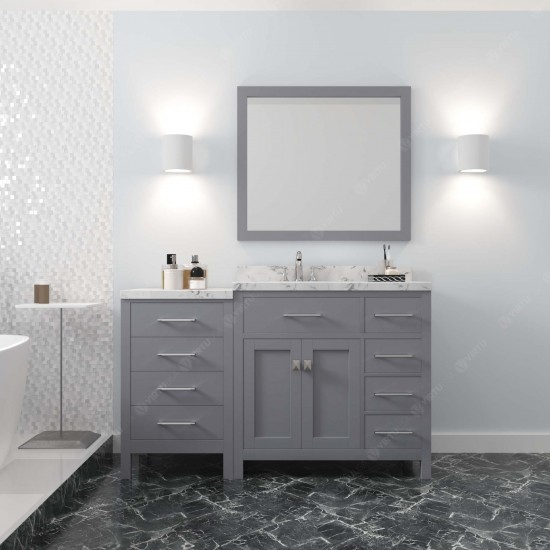 Caroline Parkway 57" Bath Vanity in Gray, Quartz Top, Sink, MS-2157R-CMSQ-GR-001