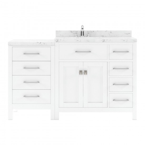 Caroline Parkway 57" Bath Vanity in White, Quartz Top, Sink, MS-2157R-CMSQ-WH-NM