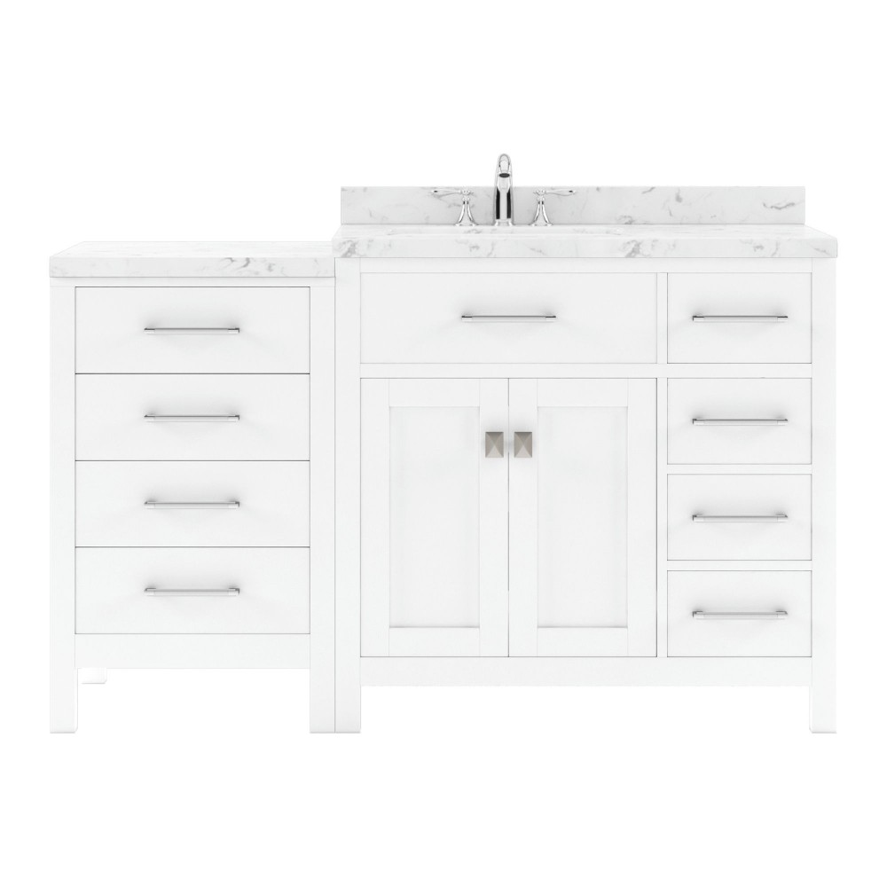 Caroline Parkway 57" Bath Vanity in White, Quartz Top, Sink, MS-2157R-CMSQ-WH-NM