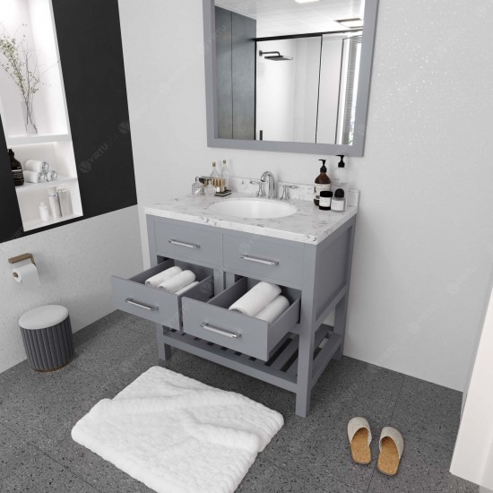 Caroline Estate 36" Bath Vanity in Gray, Quartz Top, Sink, MS-2236-CMRO-GR-001