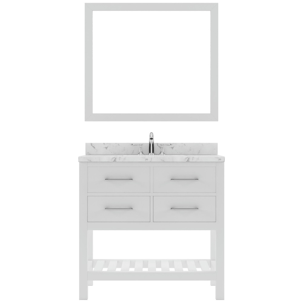 Caroline Estate 36" Bath Vanity in White, Quartz Top, Sink, MS-2236-CMRO-WH