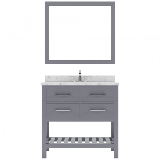 Caroline Estate 36" Bath Vanity in Gray, Quartz Top, Sink, MS-2236-CMSQ-GR