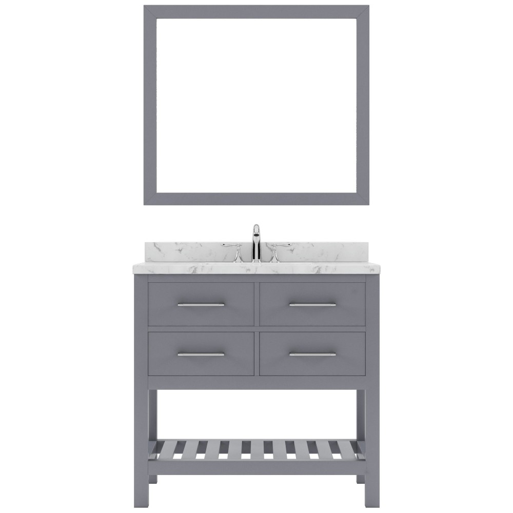 Caroline Estate 36" Bath Vanity in Gray, Quartz Top, Sink, MS-2236-CMSQ-GR