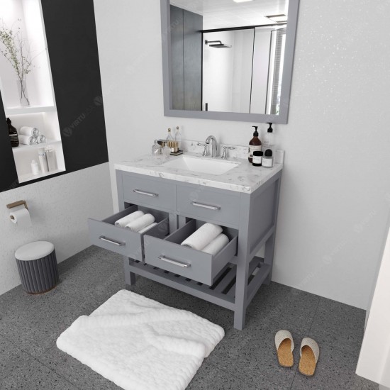 Caroline Estate 36" Bath Vanity in Gray, Quartz Top, Sink, MS-2236-CMSQ-GR-001