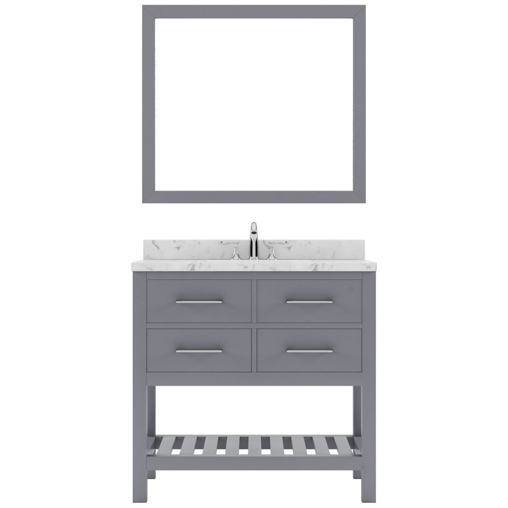 Caroline Estate 36" Bath Vanity in Gray, Quartz Top, Sink, MS-2236-CMSQ-GR-002