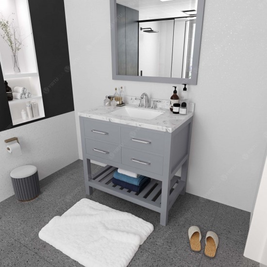 Caroline Estate 36" Bath Vanity in Gray, Quartz Top, Sink, MS-2236-CMSQ-GR-002