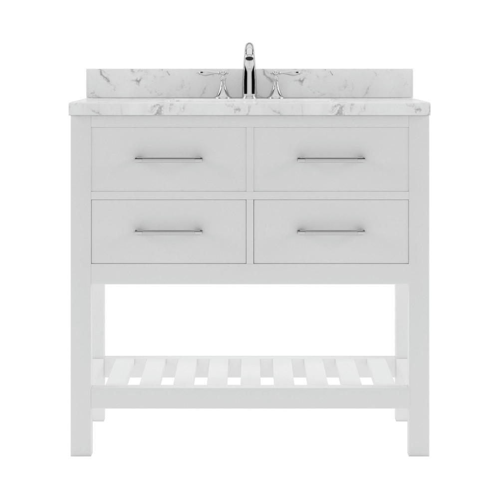 Caroline Estate 36" Bath Vanity in White, Quartz Top, Sink, MS-2236-CMSQ-WH-NM