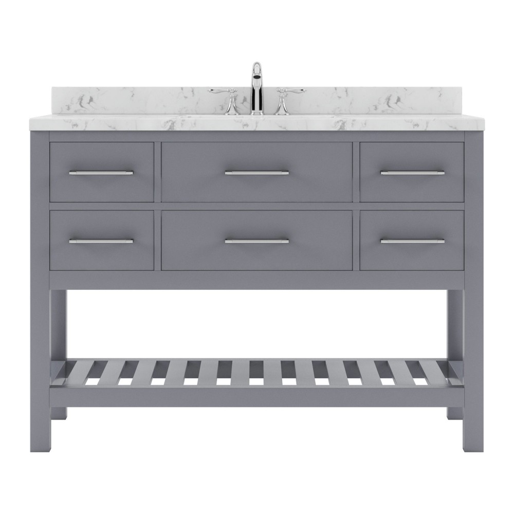 Caroline Estate 48" Bath Vanity in Gray, Quartz Top, Sink, MS-2248-CMRO-GR-NM