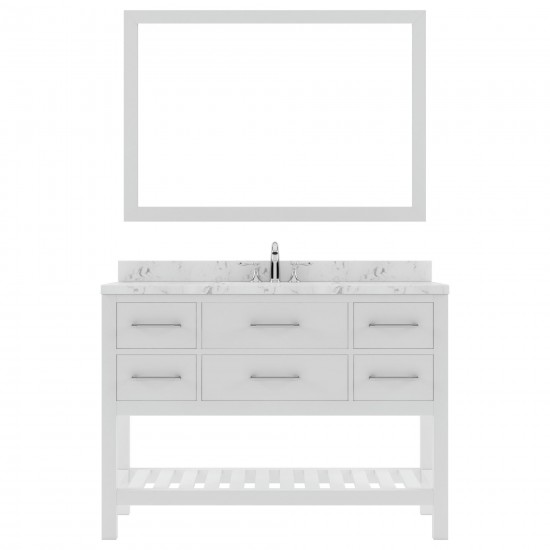 Caroline Estate 48" Bath Vanity in White, Quartz Top, Sink, MS-2248-CMRO-WH-001